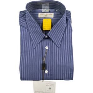 Luciano Barbera NWT Blue Stripe Italian Dress Shirt 43 17